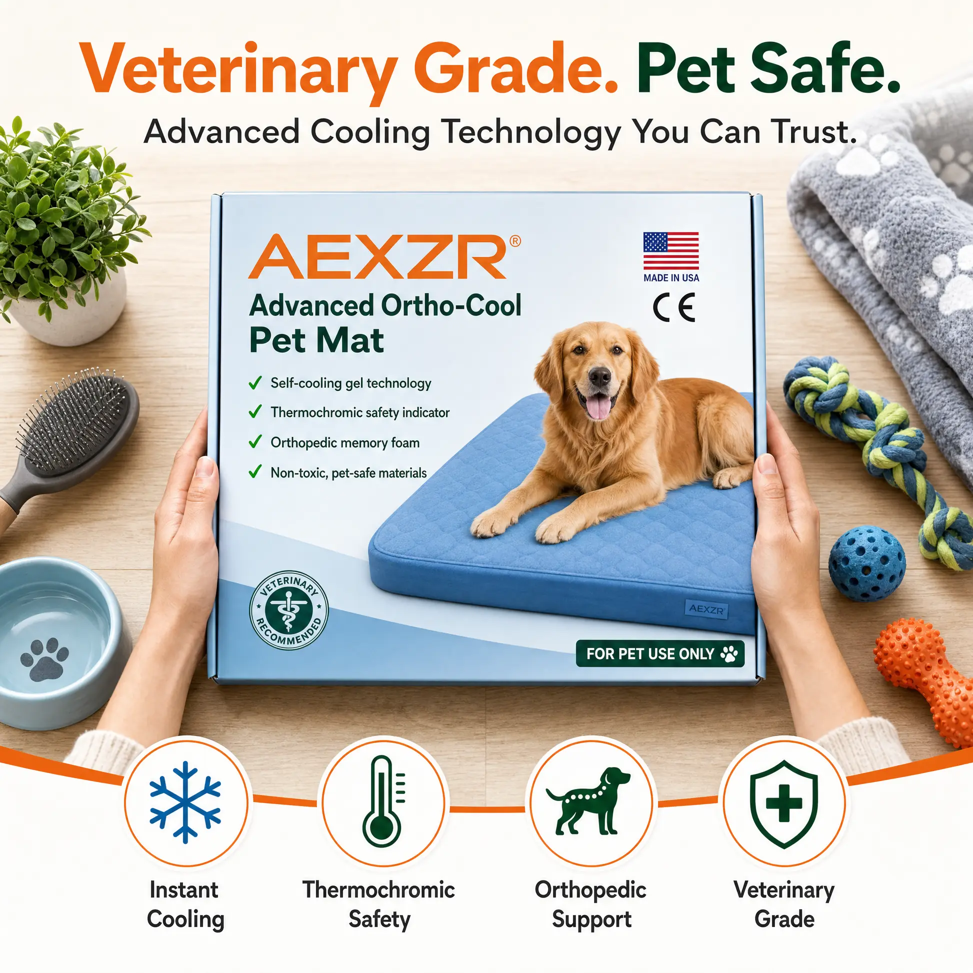 AEXZR® Advanced Ortho-Cool Pet Mat | Thermochromic Safe Cooling Pad